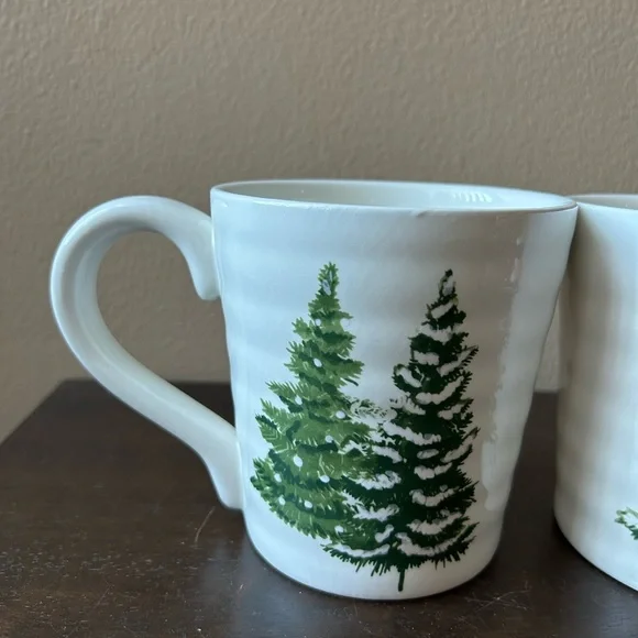 Maxcera set of 2 Christmas Mugs New Evergreen Trees Ceramic - Picture 5 of 5